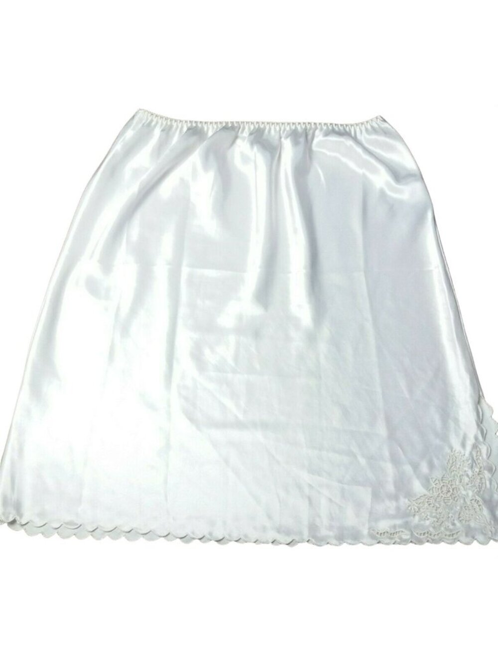 70s Entice Bill Tice Half Slip Medium White Lingerie Intimate Lace Faux Pearl
